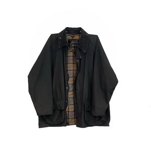 Navy Barbour Beaufort Waxed Cotton Jacket